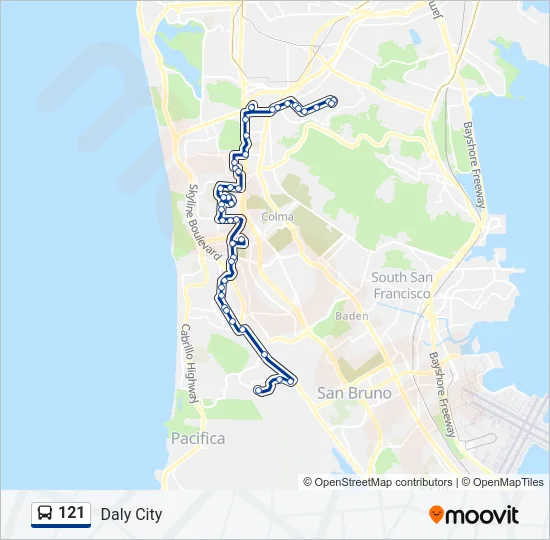 121 Bus Line Map
