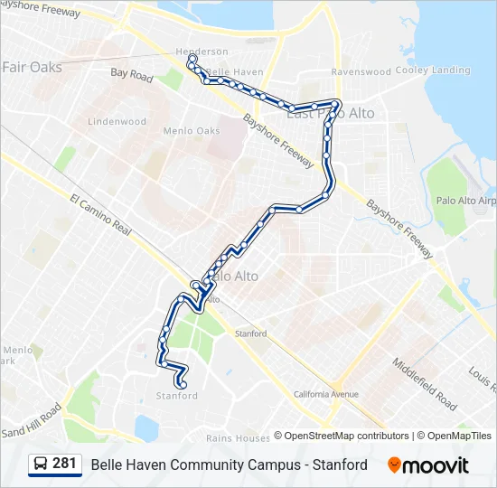 281 Bus Line Map
