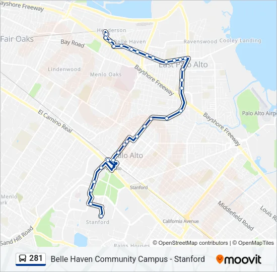 281 Bus Line Map