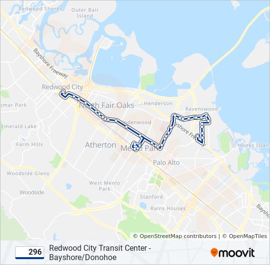 Mapa de 296 de autobús