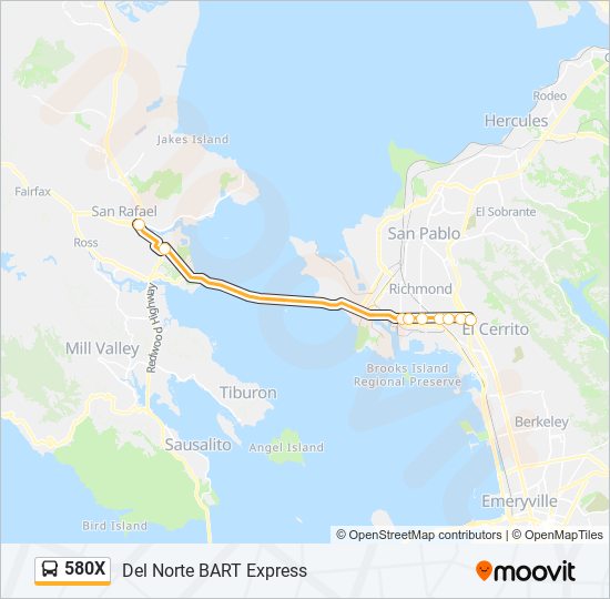 580X bus Line Map