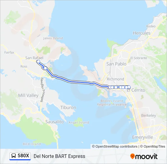 580X Bus Line Map
