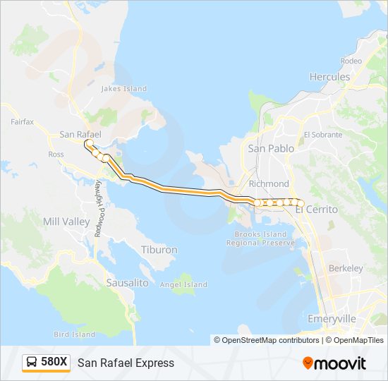 580X Bus Line Map