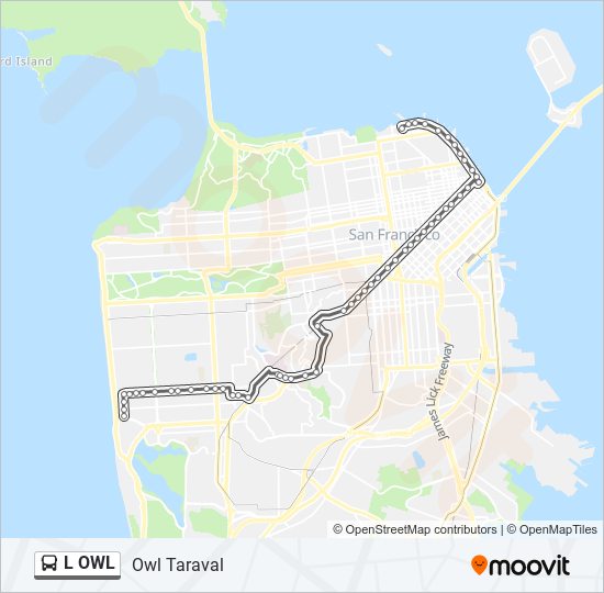 L OWL bus Line Map