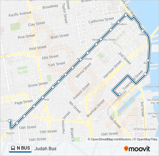 N BUS bus Line Map
