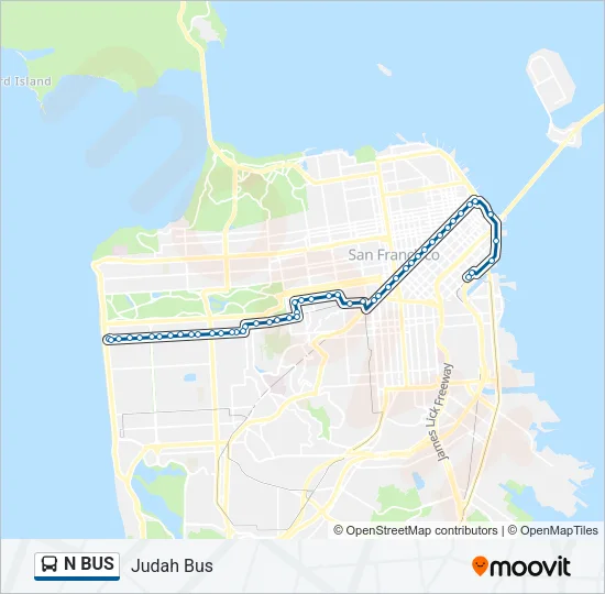 N BUS Bus Line Map