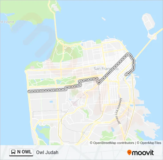 N OWL Bus Line Map