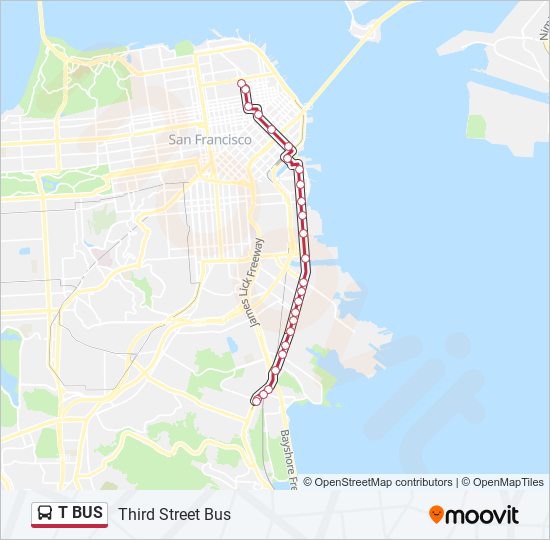 T BUS bus Line Map