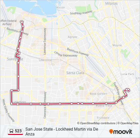 523 bus Line Map