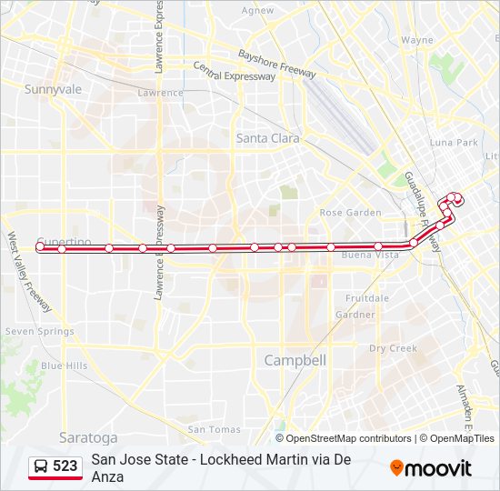 523 Bus Line Map
