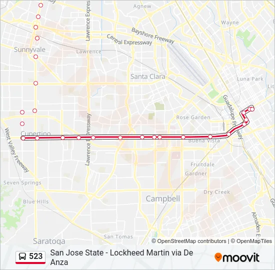 523 Bus Line Map