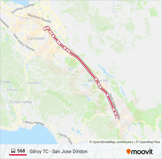 568 Bus Line Map