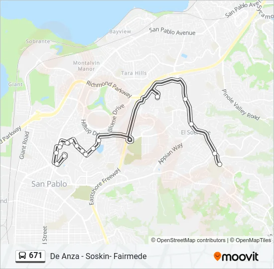 671 Bus Line Map