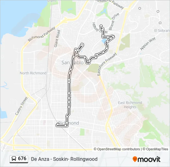 Mapa de 676 de autobús