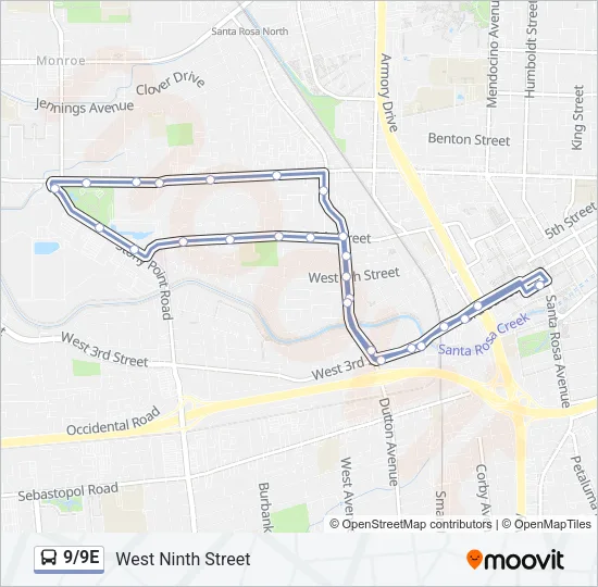 9/9E Bus Line Map