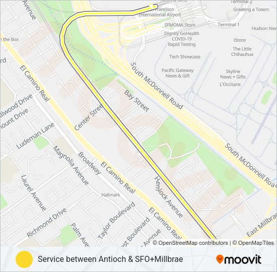 YELLOW BART Line Map