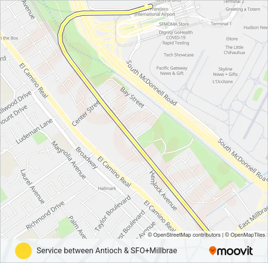 YELLOW BART Line Map