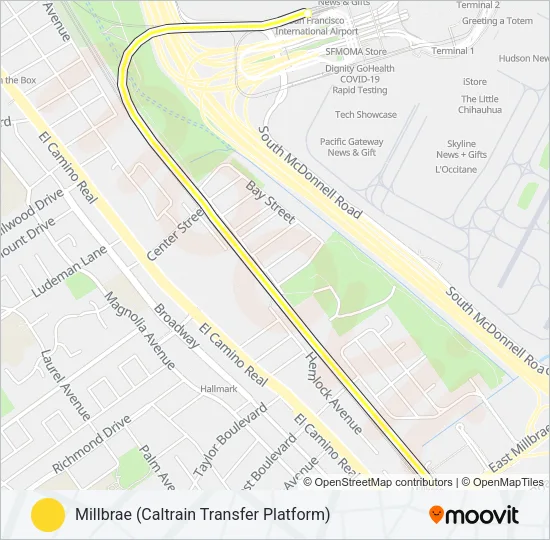 YELLOW BART Line Map