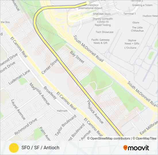 YELLOW BART Line Map