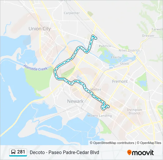 281 Bus Line Map