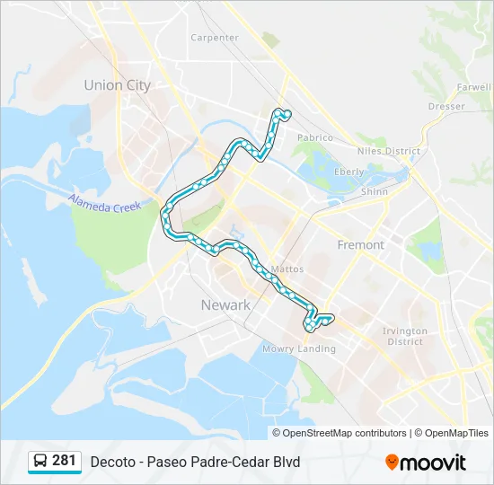 281 Bus Line Map