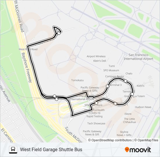 WEST FIELD GARAGE Bus Line Map