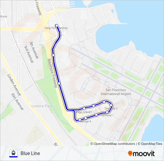 AIRTRAIN BLUE LINE Light Rail Line Map