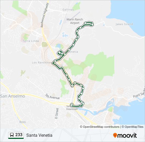 233 bus Line Map