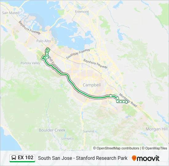 EX 102 Bus Line Map
