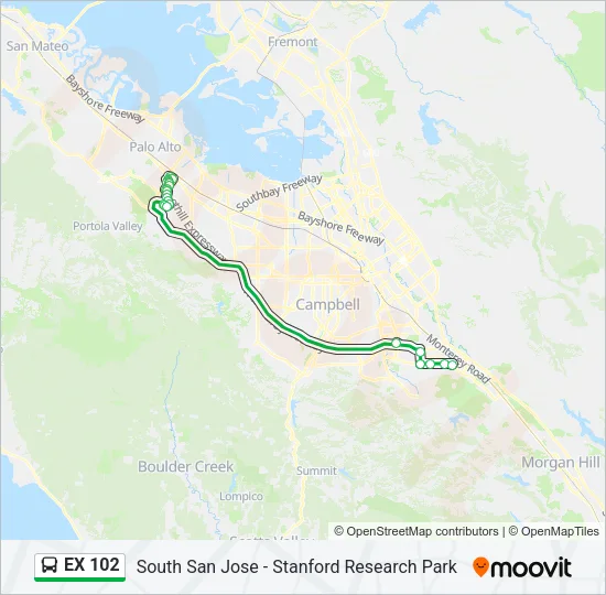 EX 102 Bus Line Map