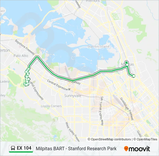 EX 104 Bus Line Map