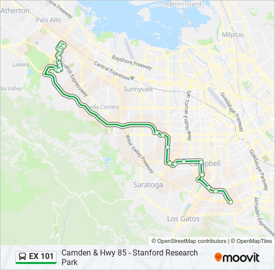 EX 101 bus Line Map