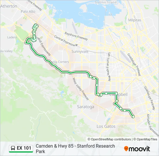 EX 101 Bus Line Map