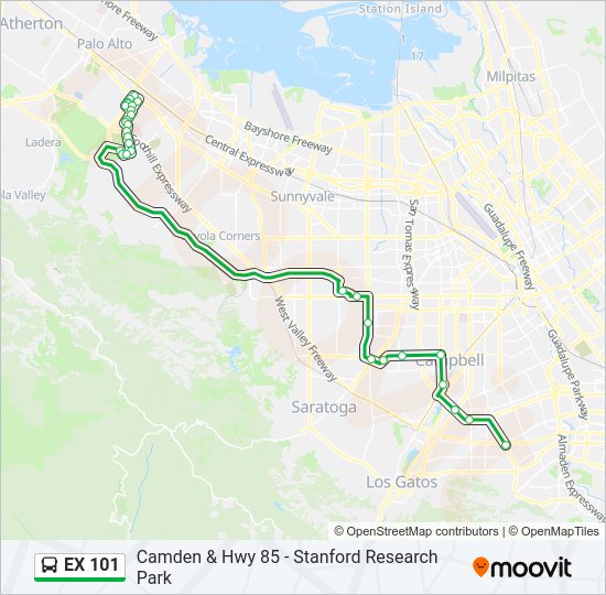 EX 101 bus Line Map