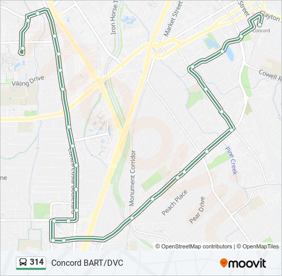 314 bus Line Map