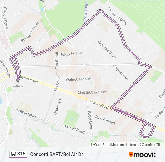 315 Bus Line Map