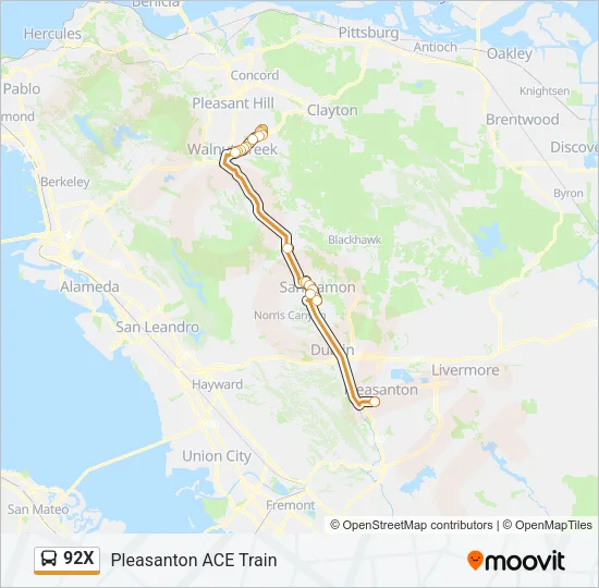 92X Bus Line Map