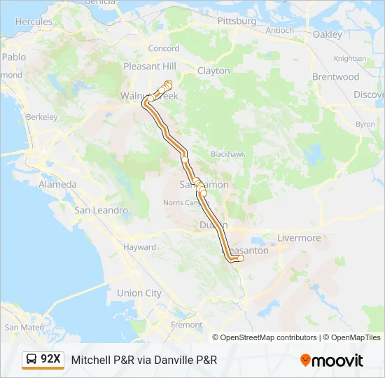 92X Bus Line Map