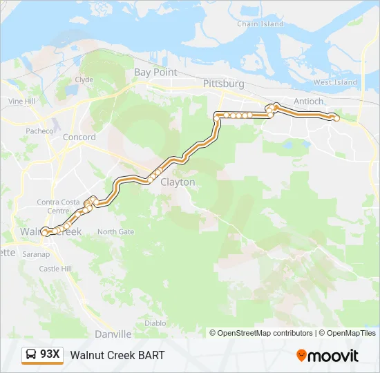 93X Bus Line Map