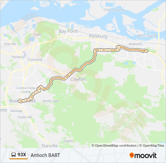 93X Bus Line Map