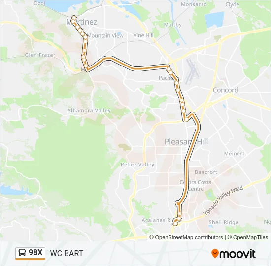 98X Bus Line Map