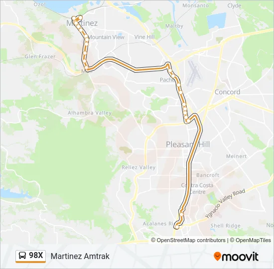 98X Bus Line Map