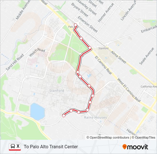 X Bus Line Map