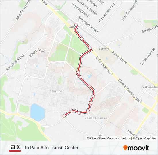 X Bus Line Map