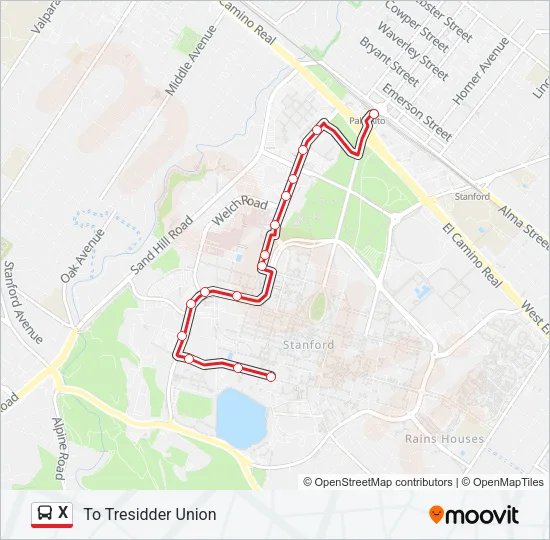 X Bus Line Map