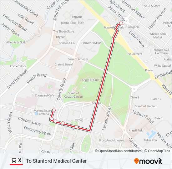 X Bus Line Map