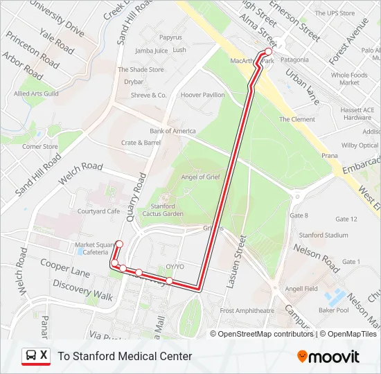 X Bus Line Map