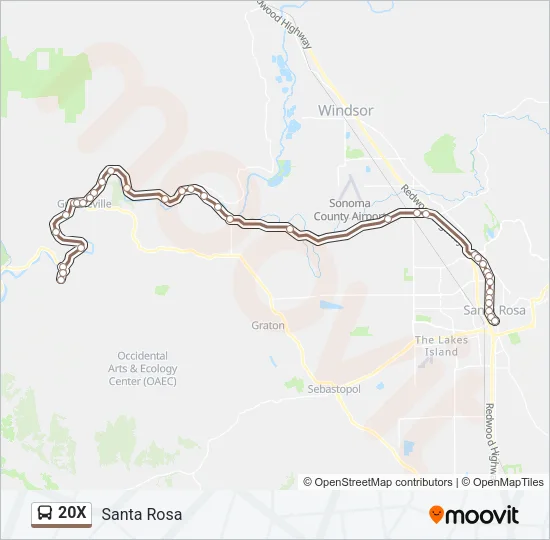 20X Bus Line Map