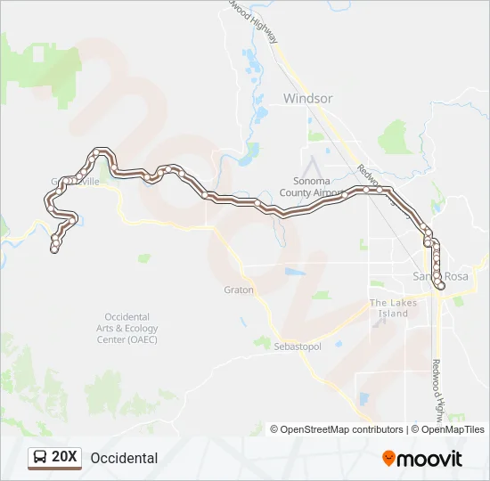 20X Bus Line Map