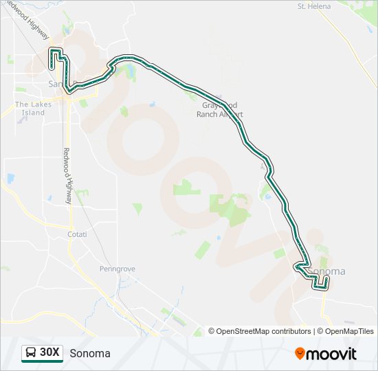 30X Bus Line Map